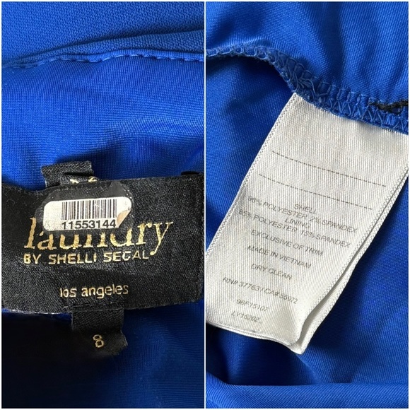 LAUNDRY SHELLI SEGAL Cobalt Crepe Off Shoulder Flare Bell Sleeve Sheath Dress 8 - Picture 7 of 8